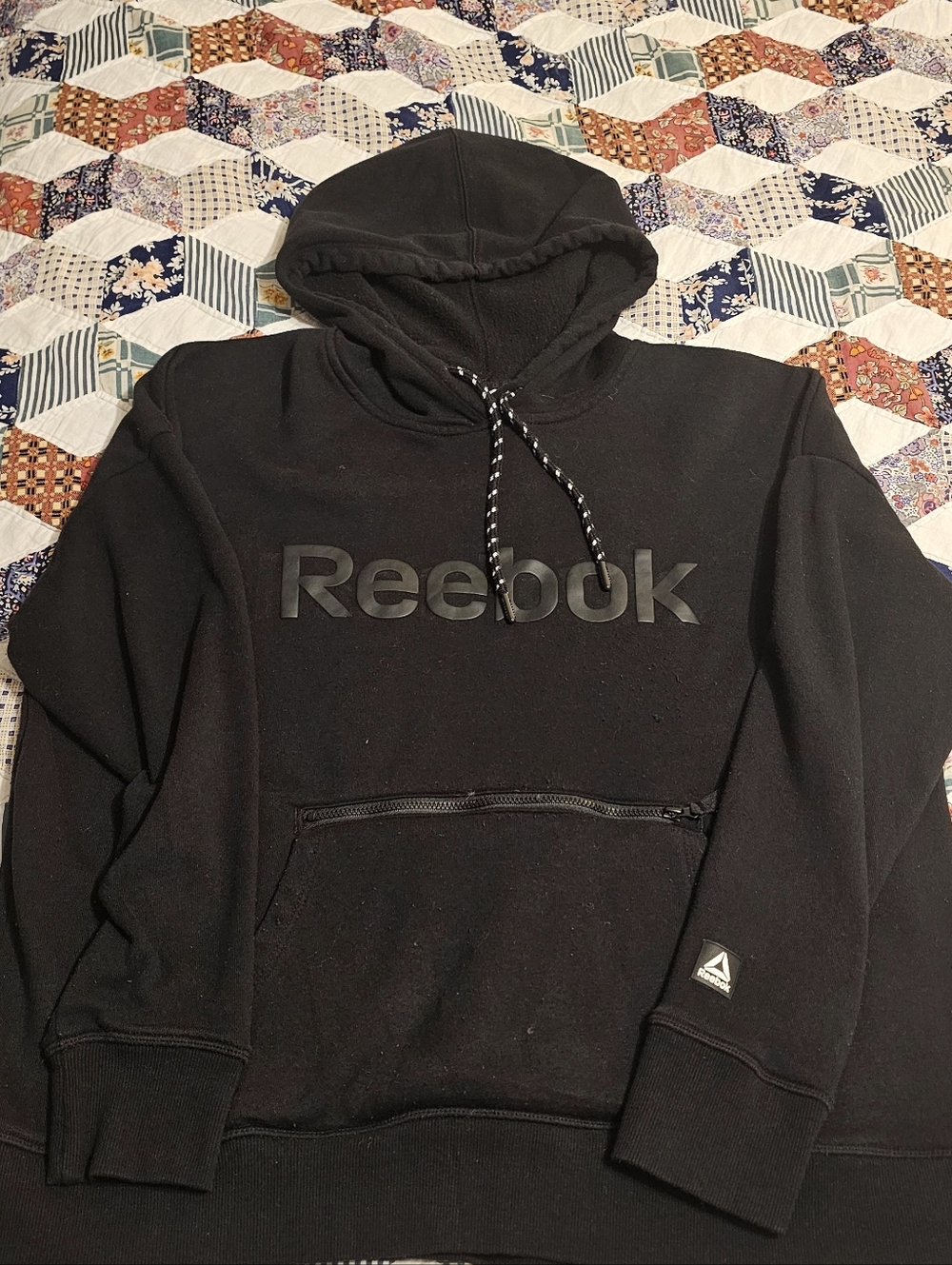 Reebok Black Hooded Pullover Sweatshirt